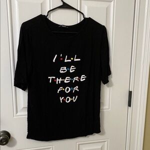 SHEIN Black T-Shirt with Friends Graphic Design